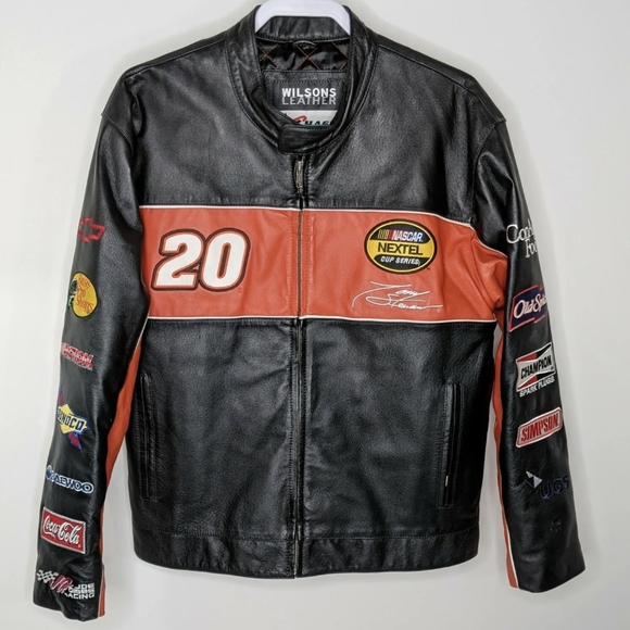 NASCAR Leather Jacket Mens M Tony Stewart Nextel Home Depot 2005 Patches Pocket - Picture 15 of 15